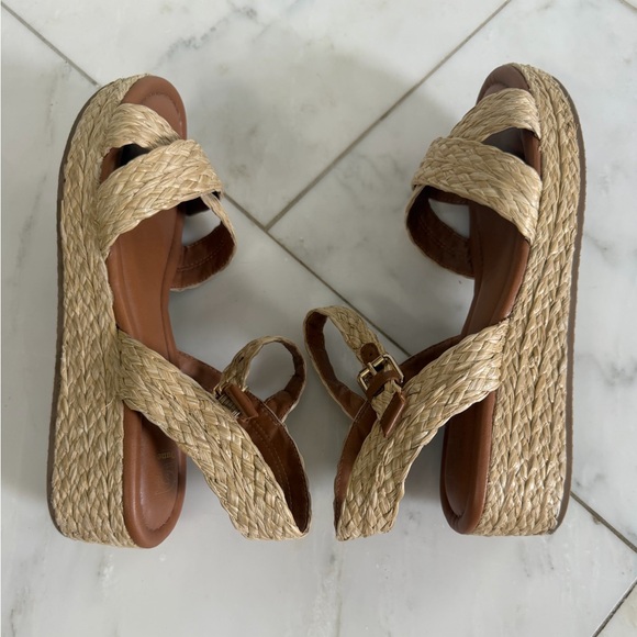 Dune London Euro 41 Straw Tan Natural Fiber Platform Ankle Wrap Sandals US Sz 10 - Picture 7 of 9